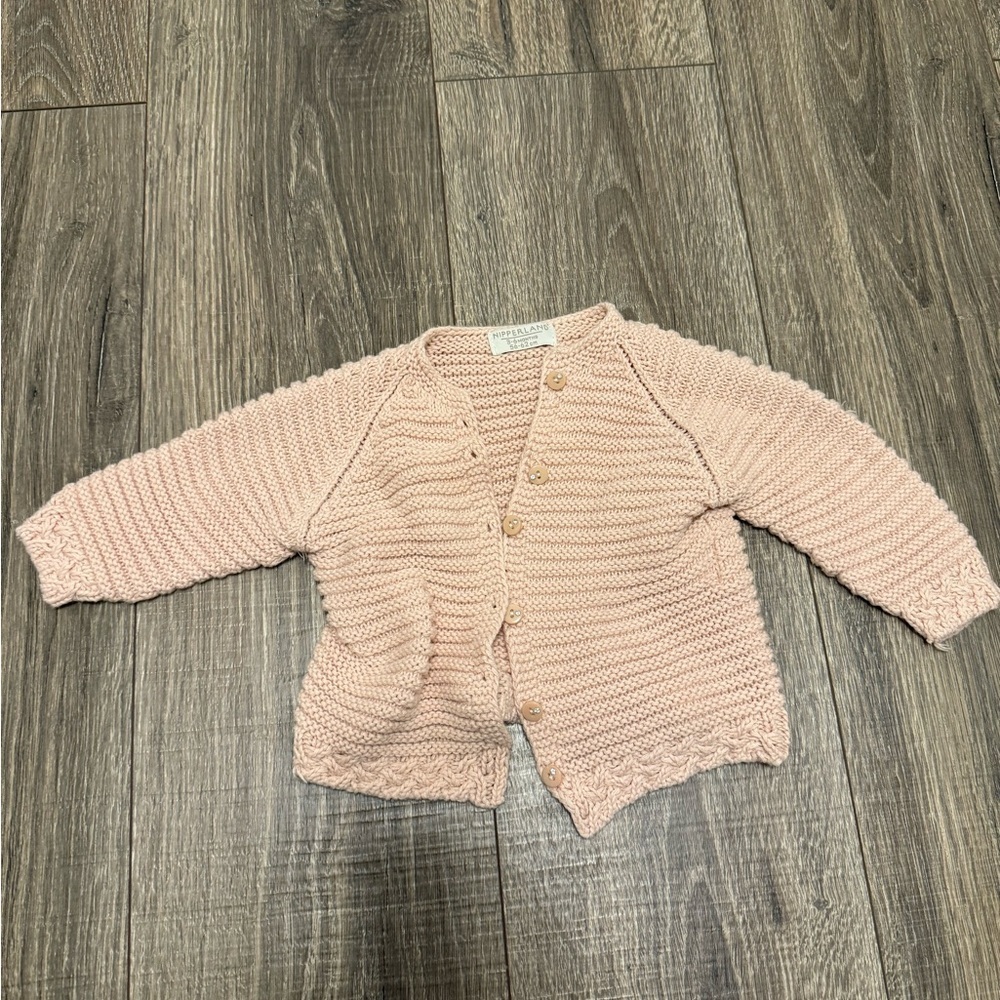 Nipperland Baby Girl Pink Crochet Cardigan Sweater Size 3-6 Months